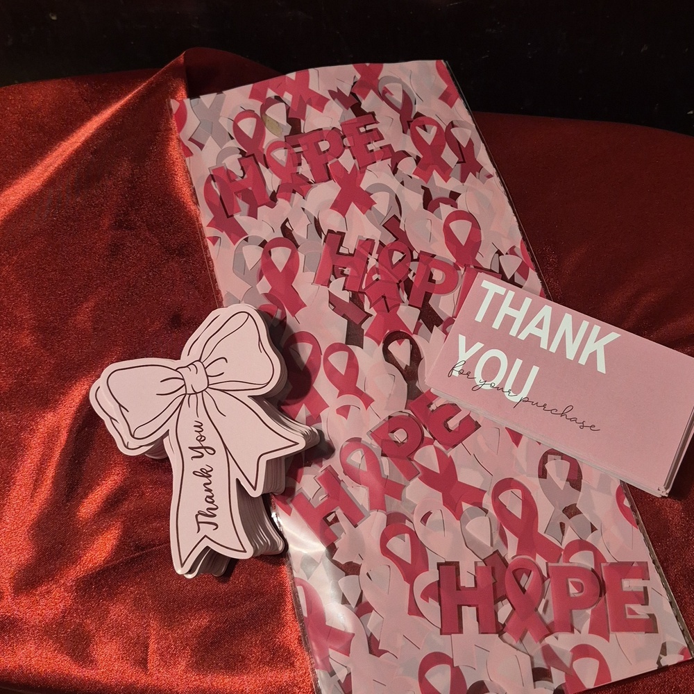 NEW 🐦 SMALL BUSINESS 🐦 TY CARDS💝Thick Card Stock 100 Count 🎀PINK Bows/Tradit